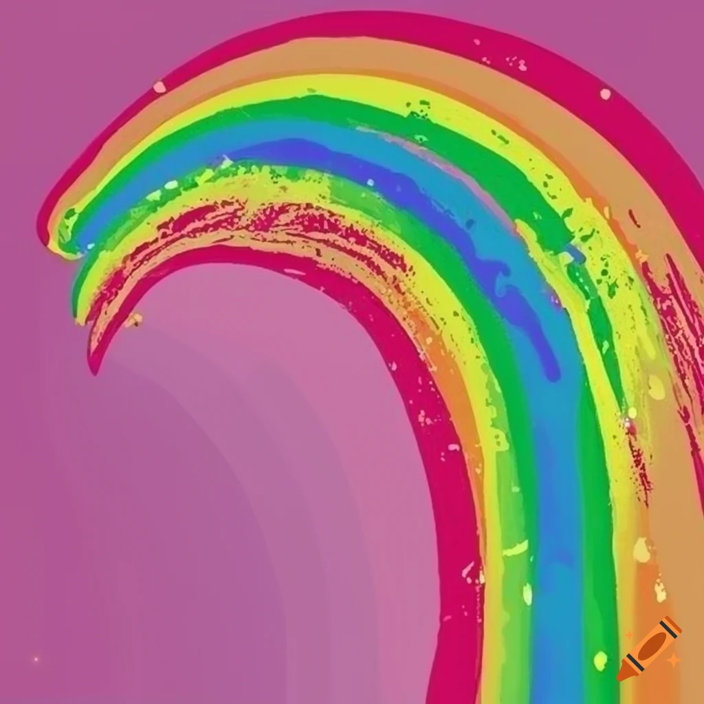 colorful pop art rainbow on pink background