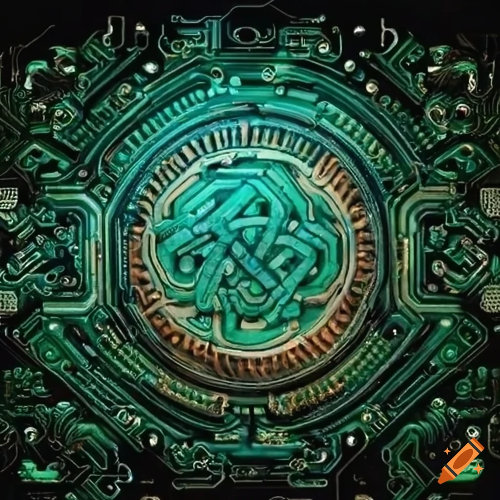Circuit board with Celtic ornaments