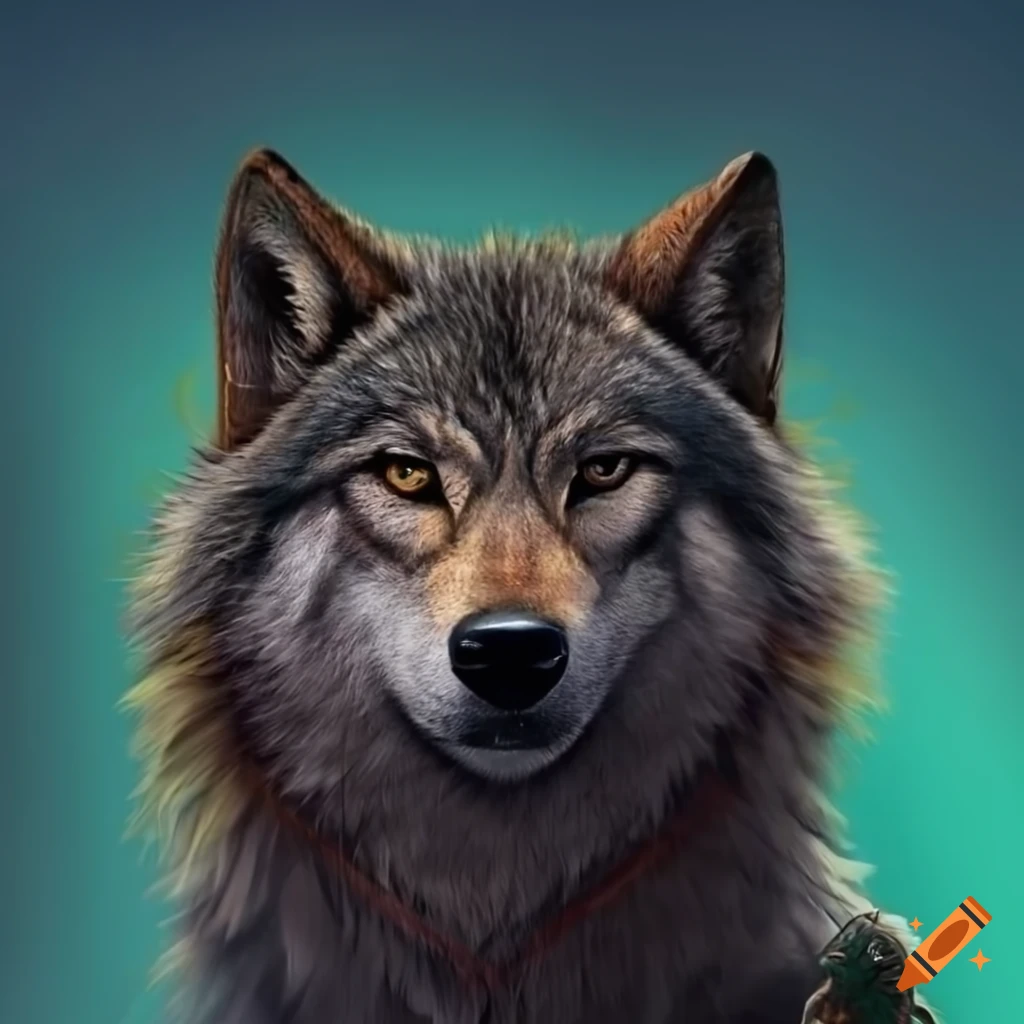 Guatemalan black gray wolf wearing glasses and holding a sword on Craiyon