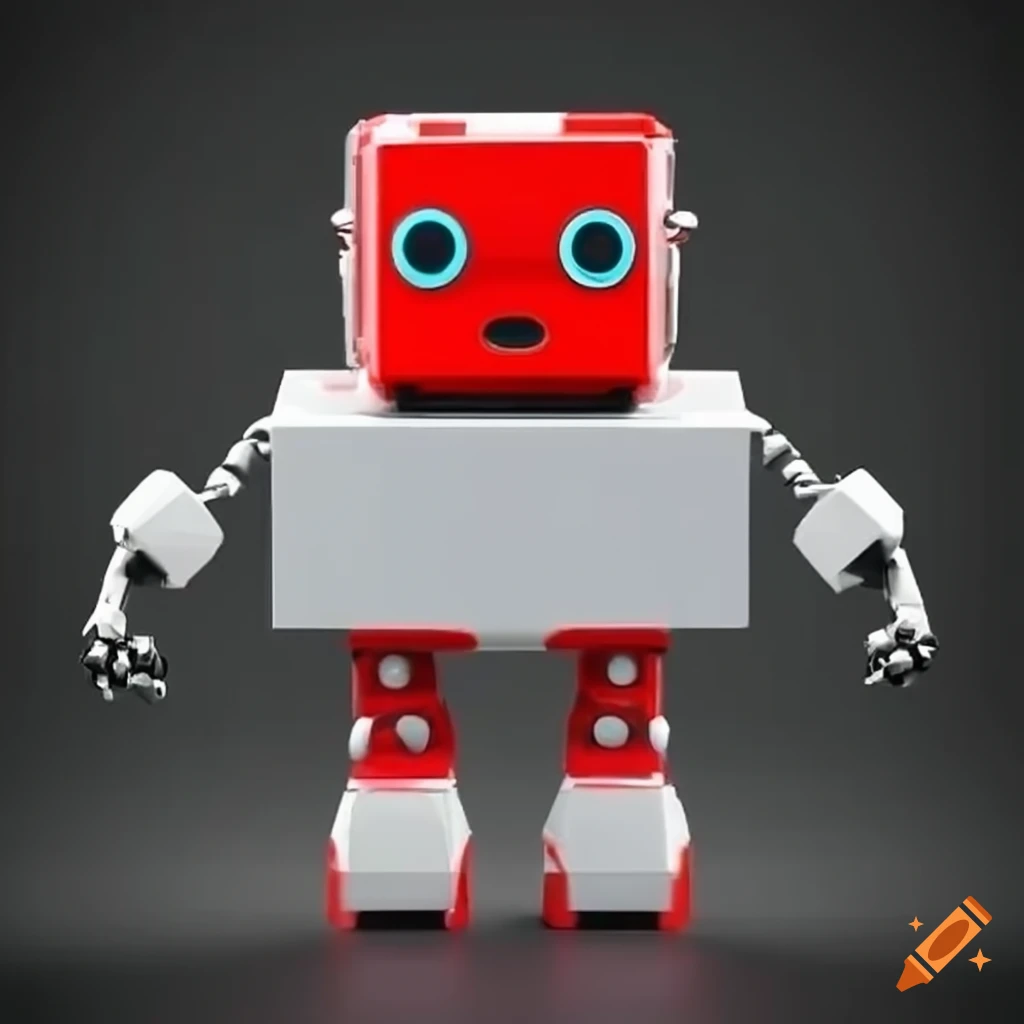 red and white cube robot