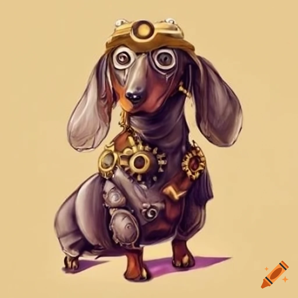 steampunk dachshund artwork