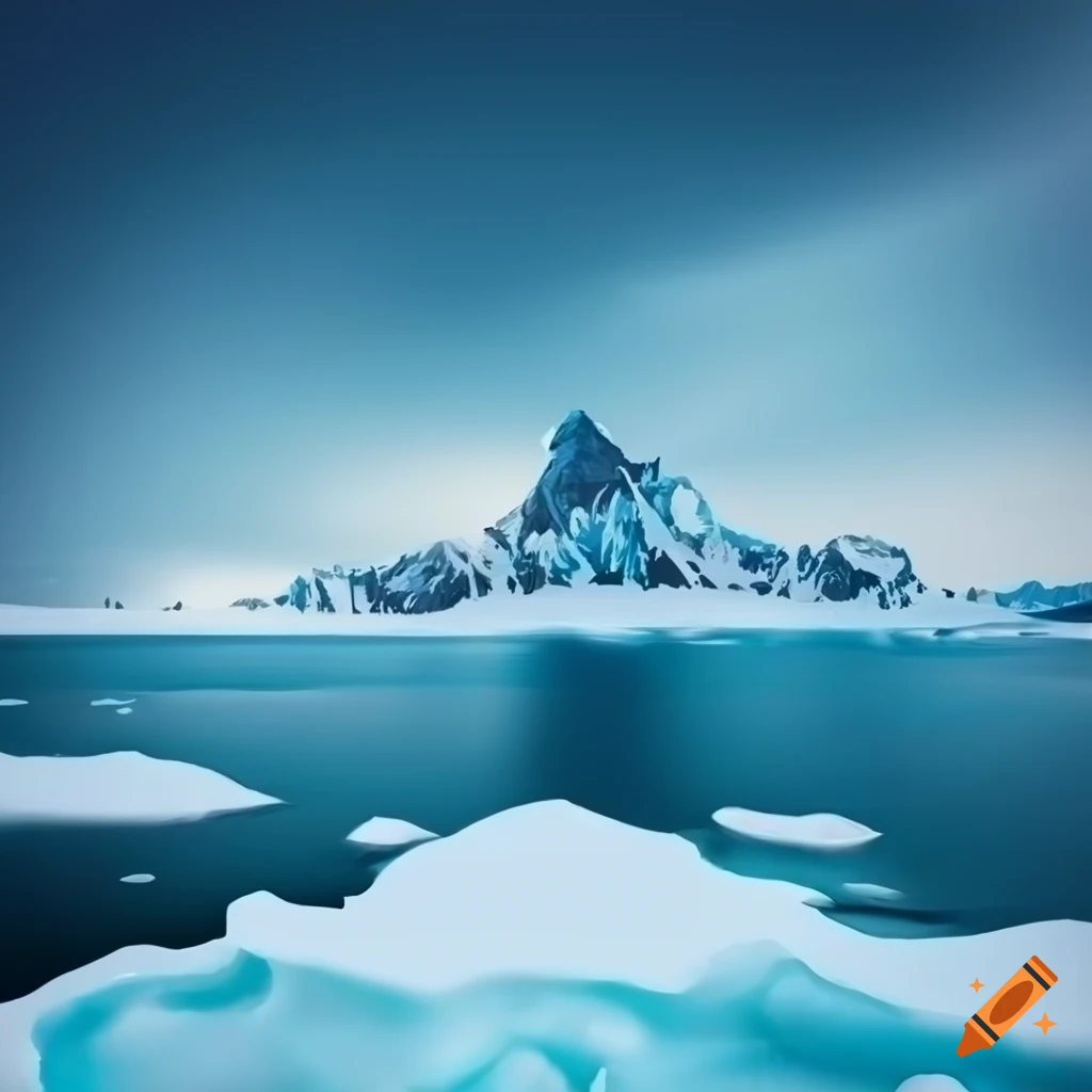 abstract art of a snowy landscape with icebergs