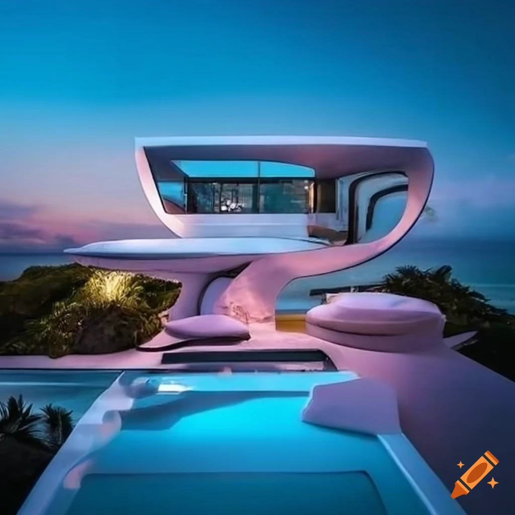 futuristic villa in Cancun overlooking the beach