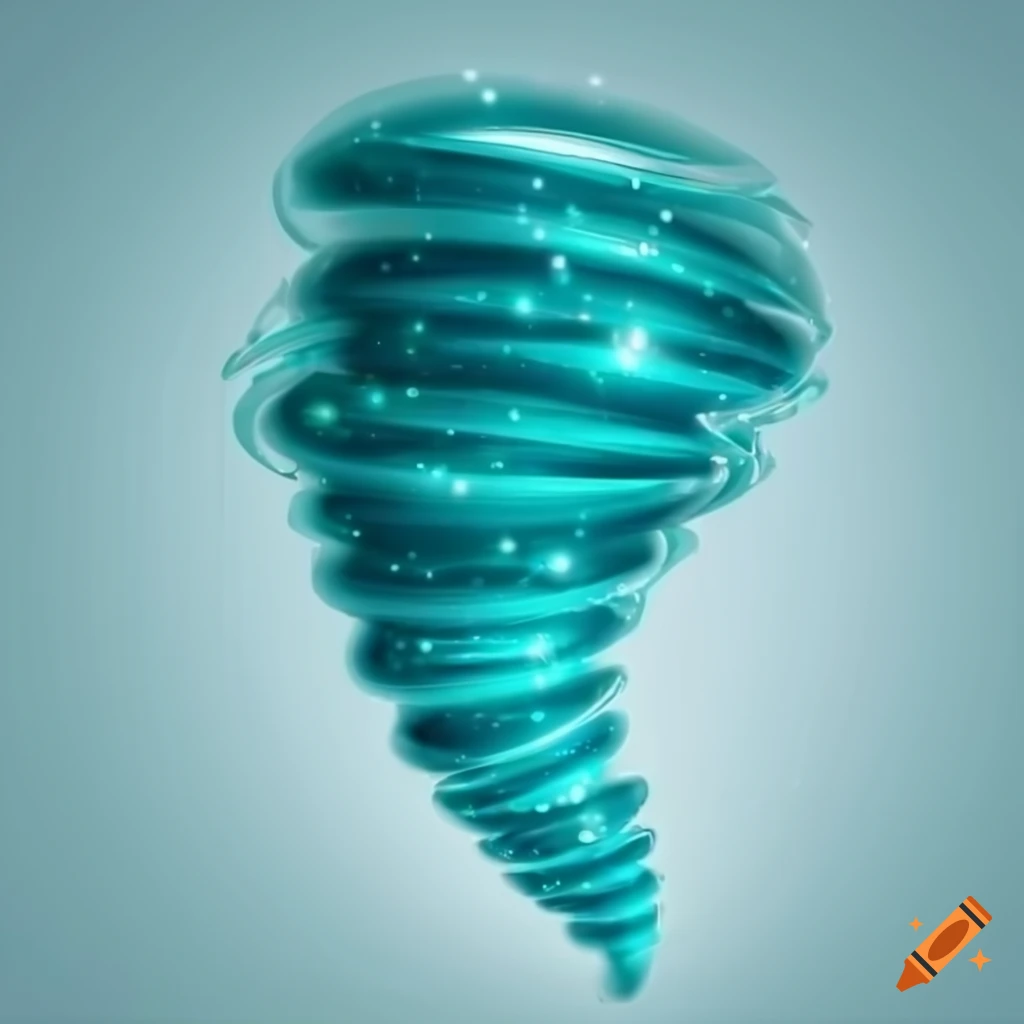 cartoon rendering of a turquoise tornado