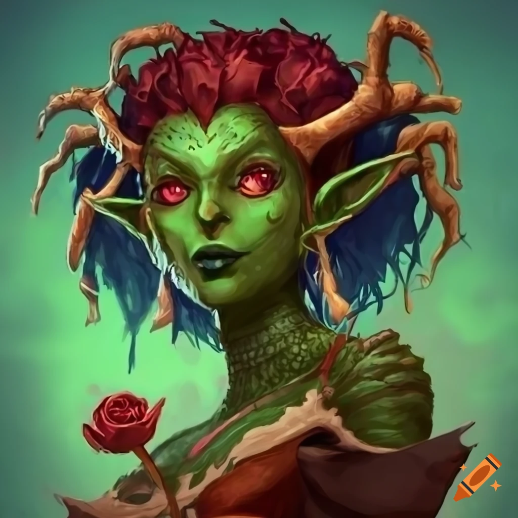 illustration of a rose-themed dryad