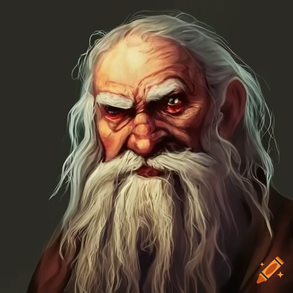 image of an old wizard with a toothy grin and a long beard