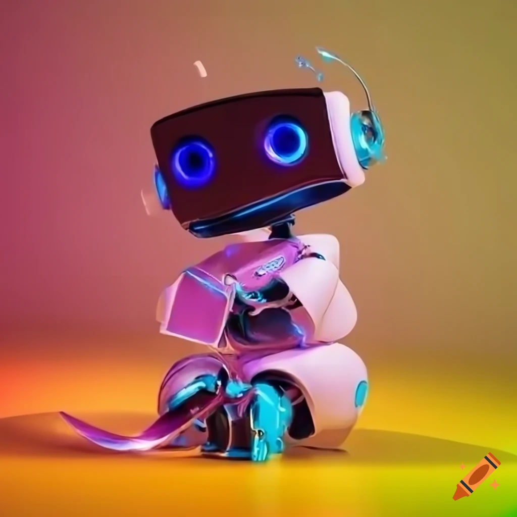 foto de un amistoso robot con un regalo colorido