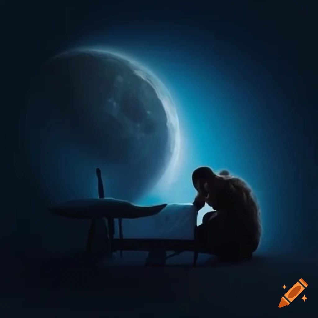 man sleeping on the moon
