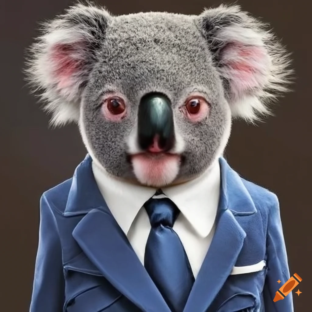 koala wearing a suit