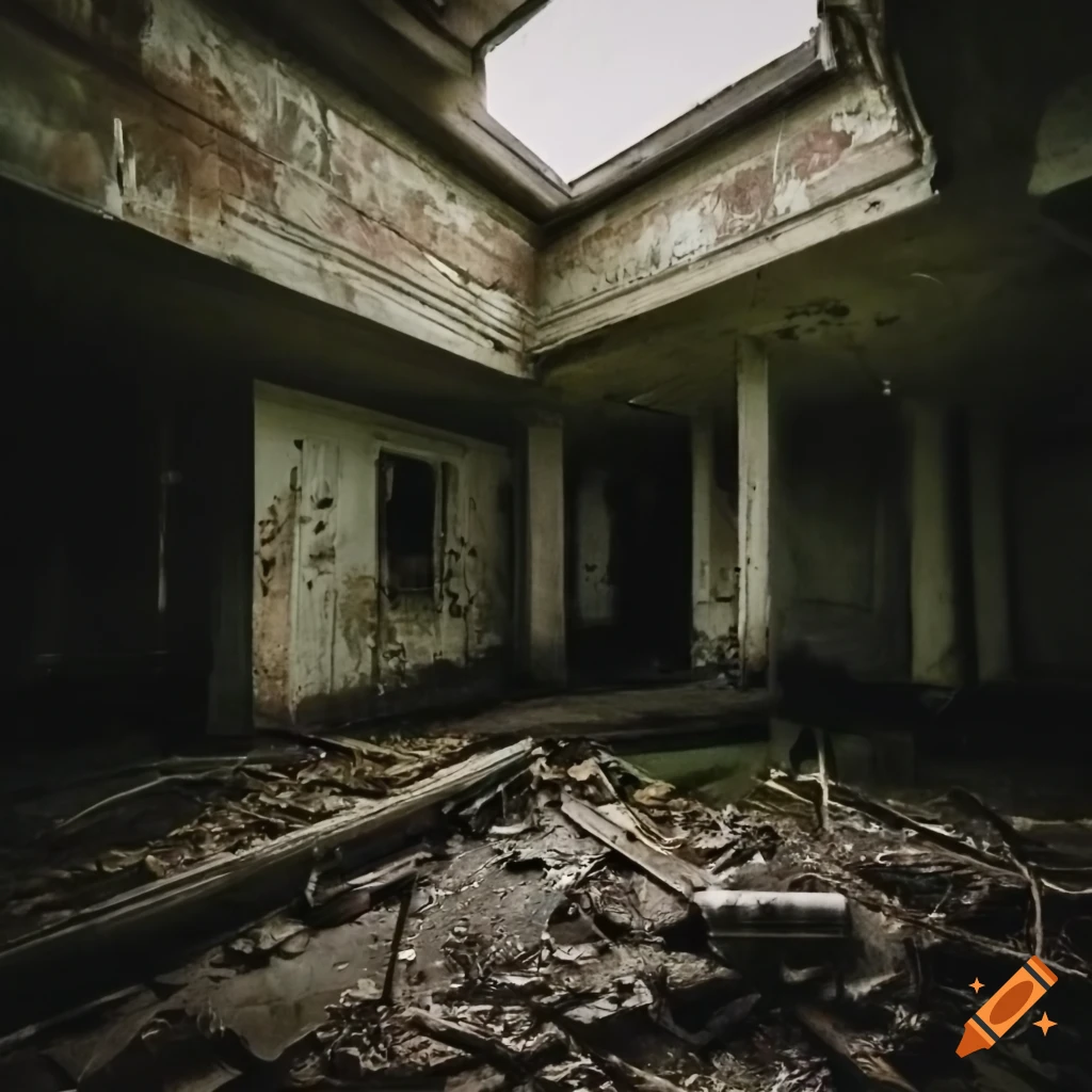 interior of an abandoned decaying home