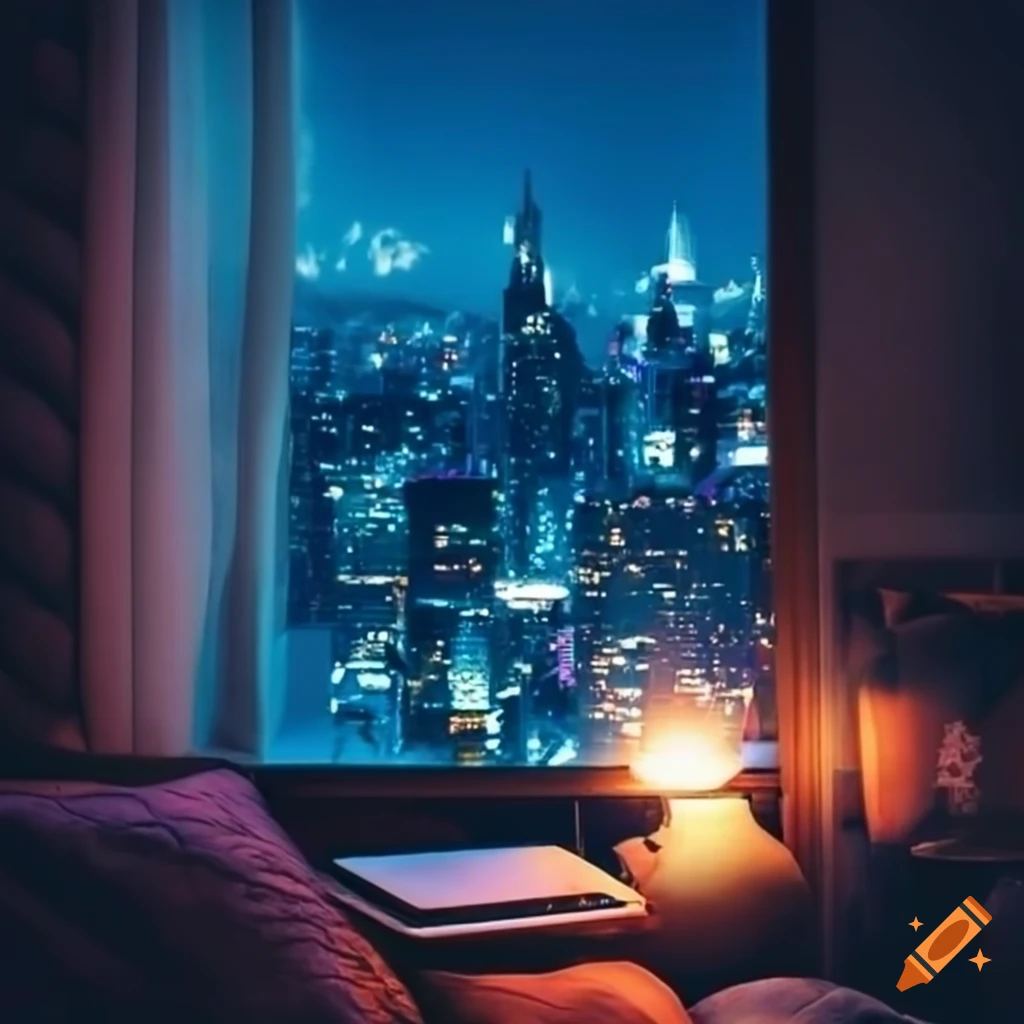 modern bedroom with city view