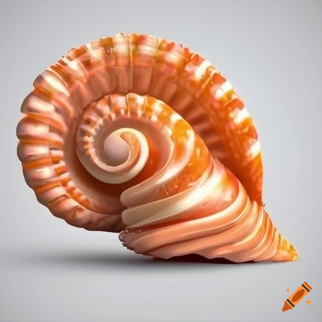 sparkly orange seashell on a white background