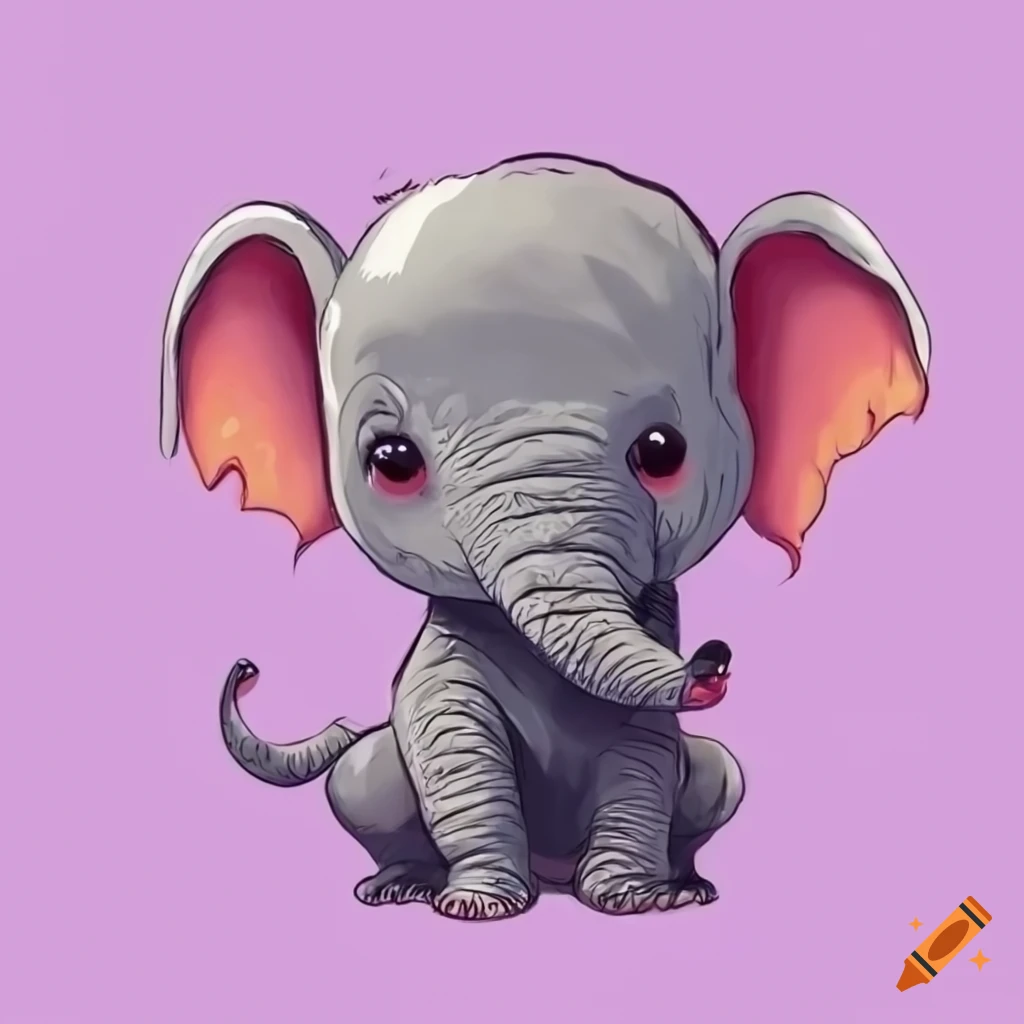 Studio Ghibli style drawing of a cute elephant
