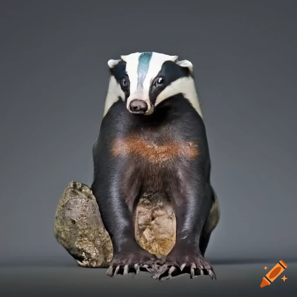Studio photo of a eurasian badger in a lycra body suit on Craiyon