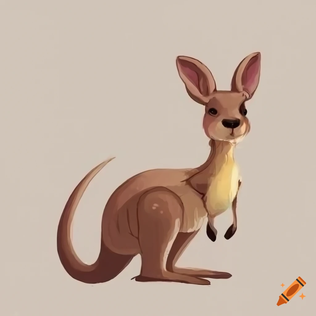 cute kangaroo with baby in Studio Ghibli style