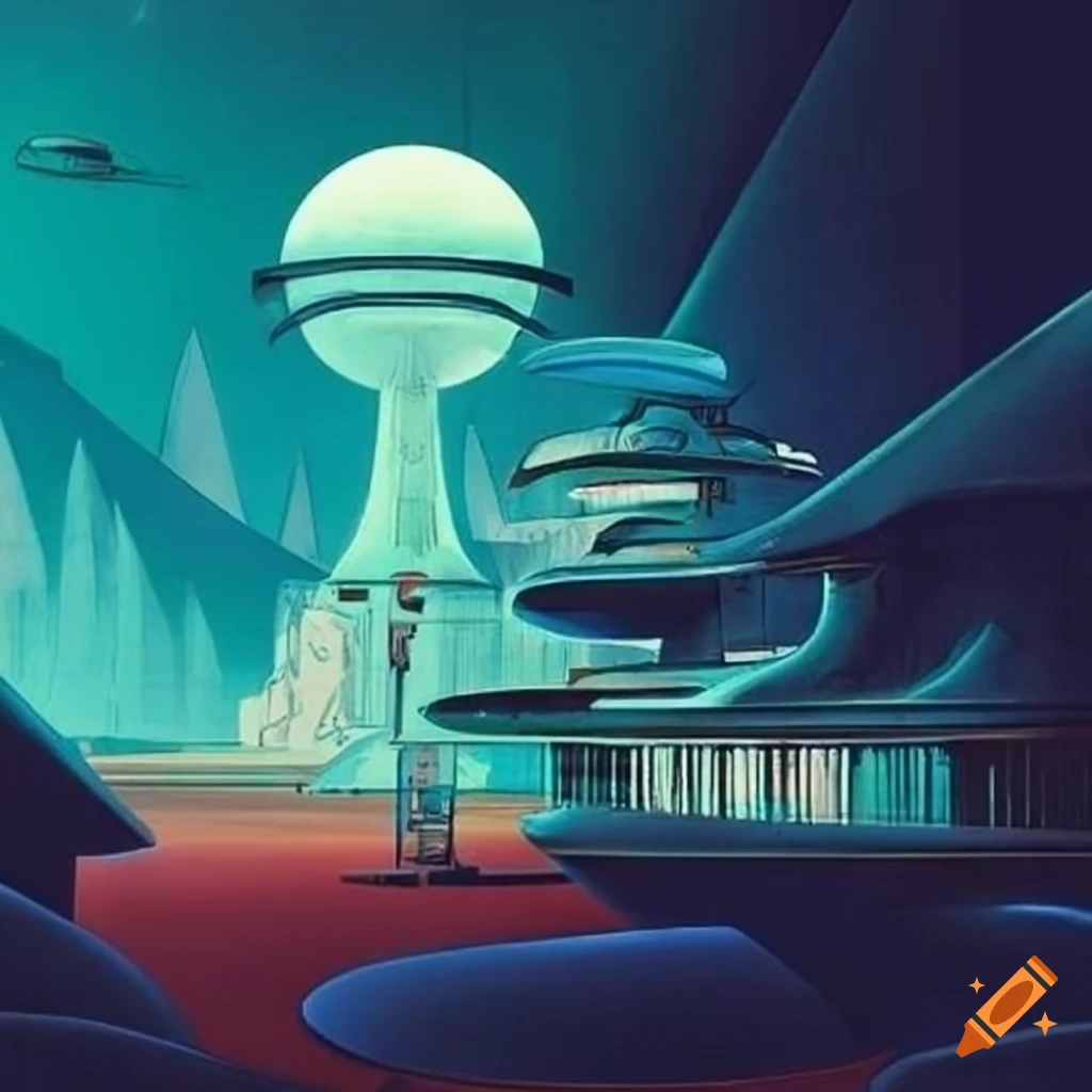 retro-futuristic design inspired by mid-century visions of the future