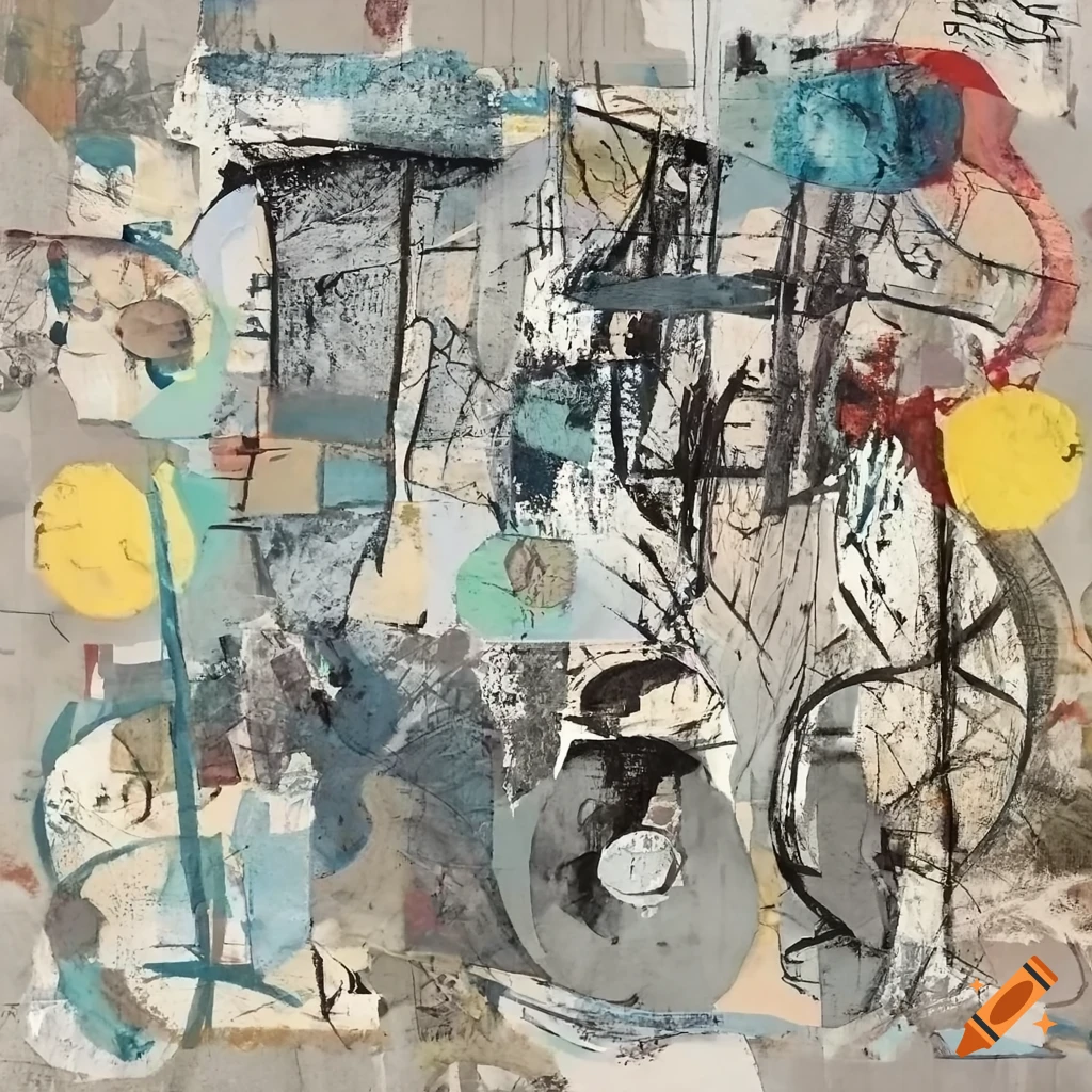 Mixed-media abstract painting inspired by Mark Bradford, Anselm Kiefer ...