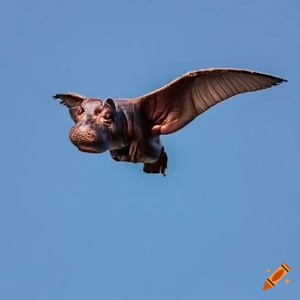 image of a flying hippo