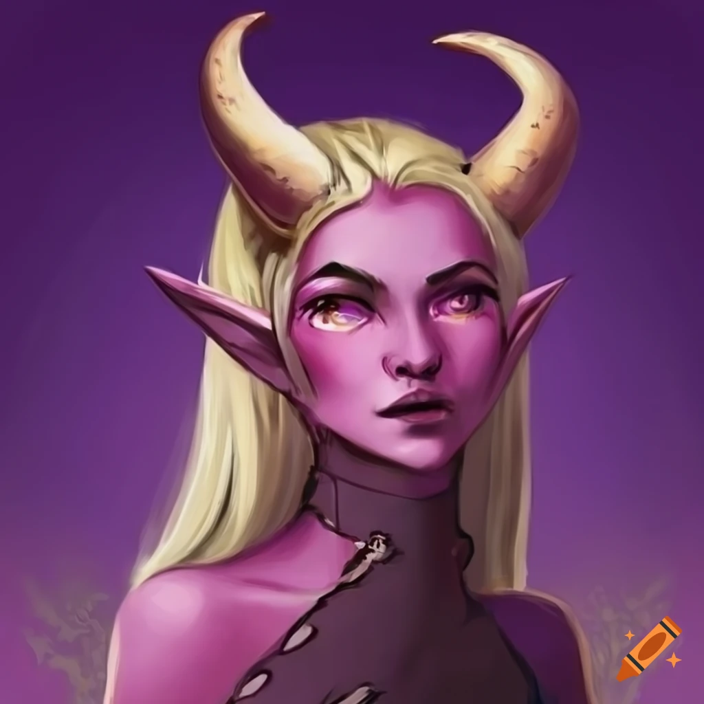 Art Of A Charismatic Blonde Tiefling Woman On Craiyon 1068