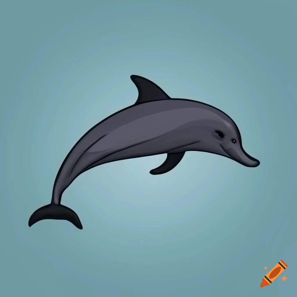 Intelligent dolphin on light blue background