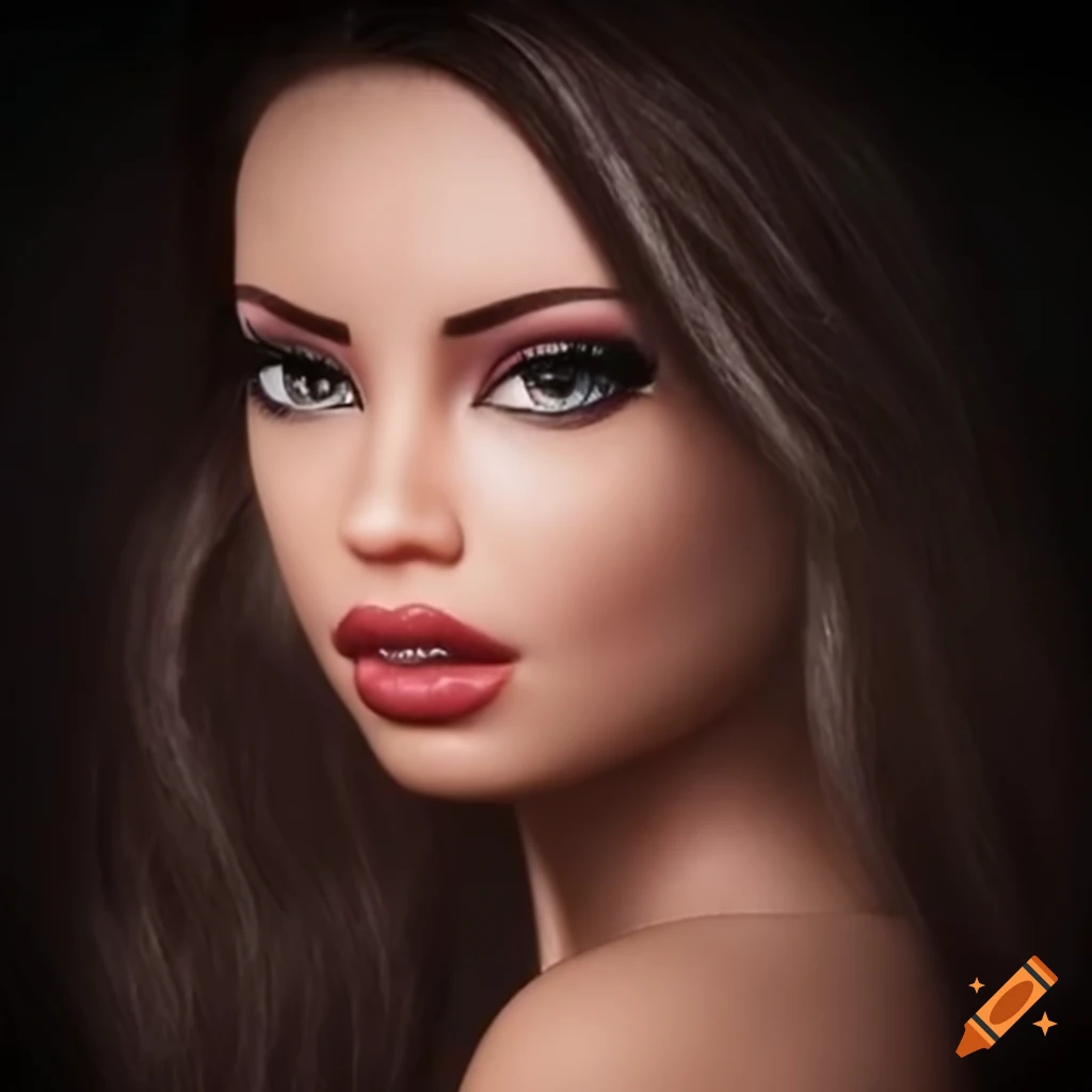 Detailed portrait of a woman with bratz features