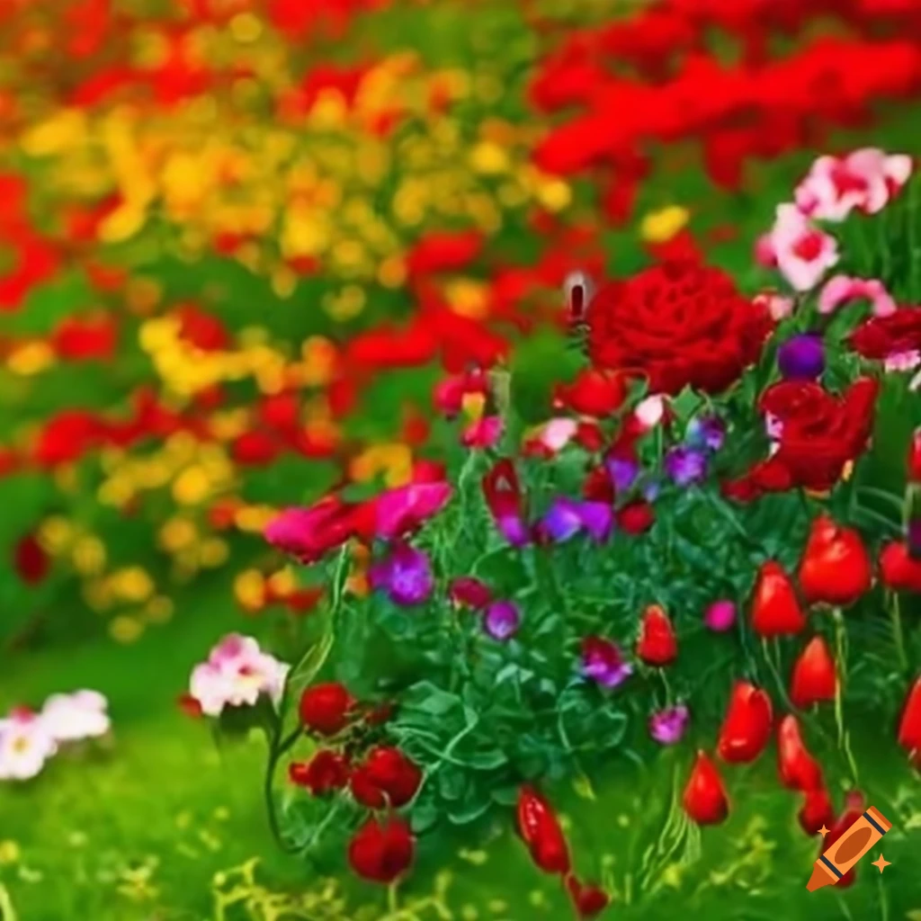 Vibrant Garden Filled With Colorful Flowers On Craiyon