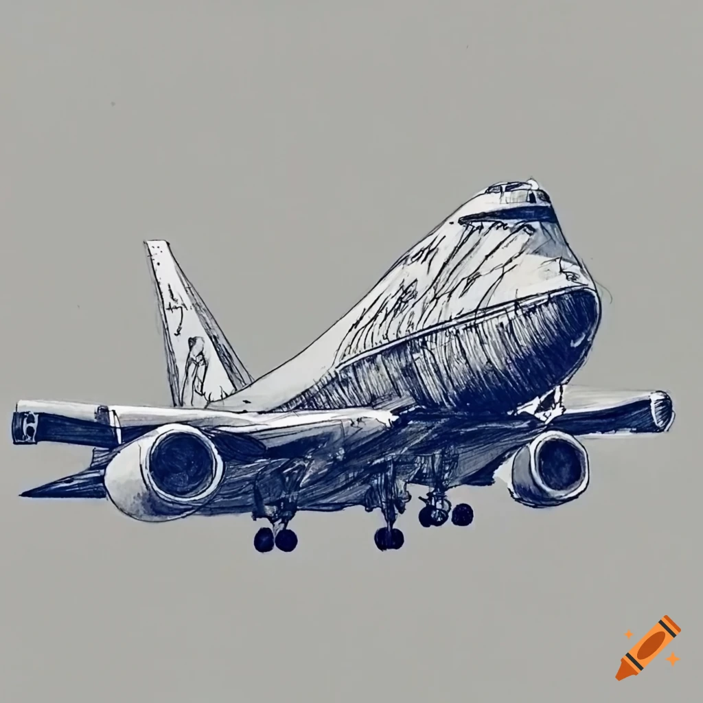 Detailed drawing of a boeing 747 plane on Craiyon