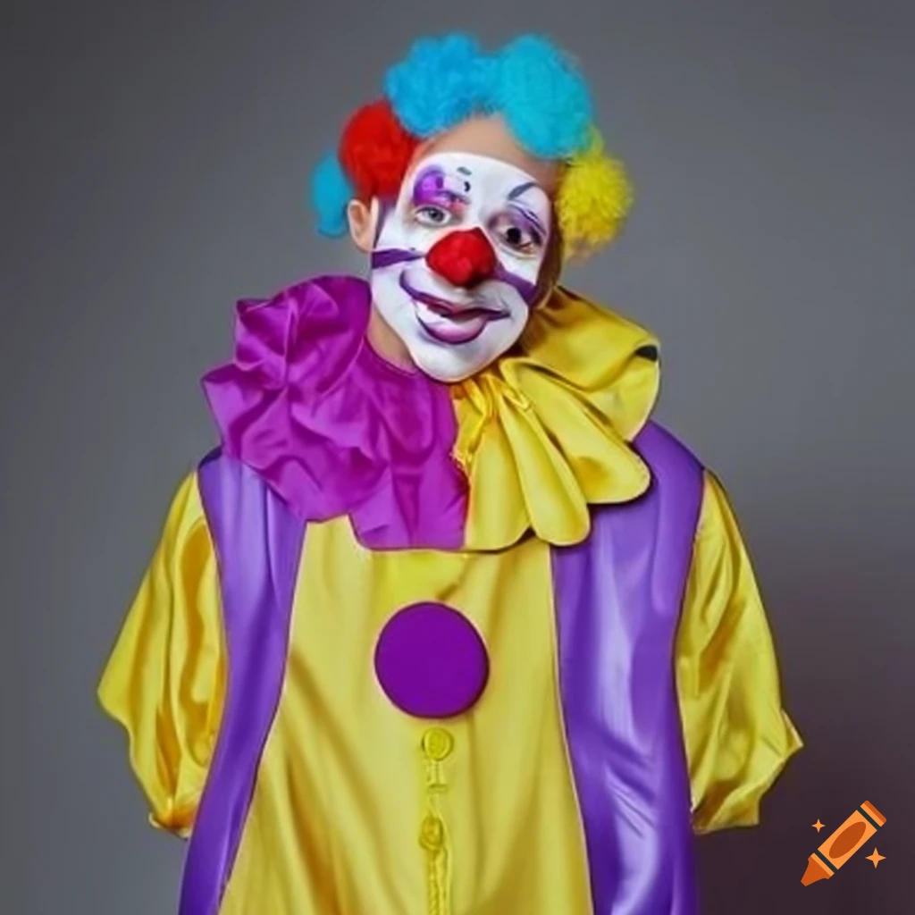 person in a vibrant clown costume
