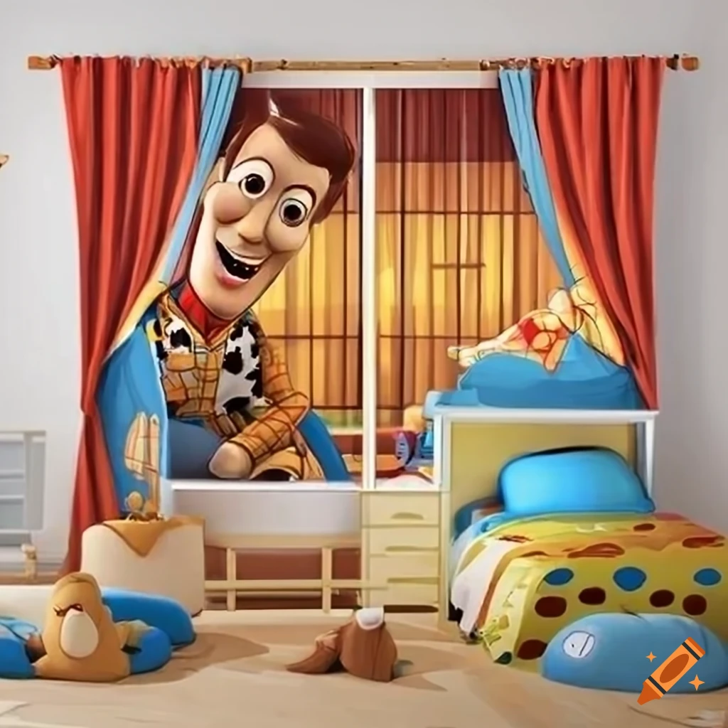 cartoon-themed kids room with animal stickers