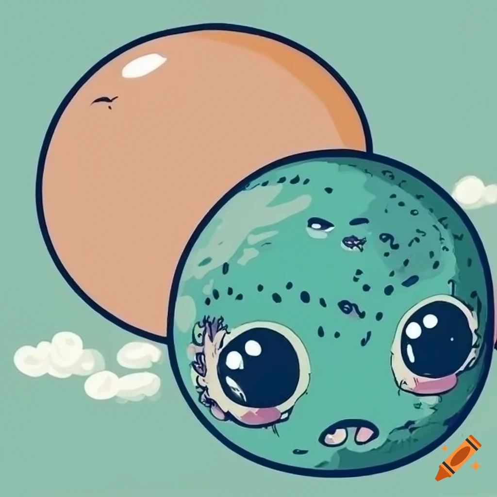 ghibli-style drawing of a bubble with eyes