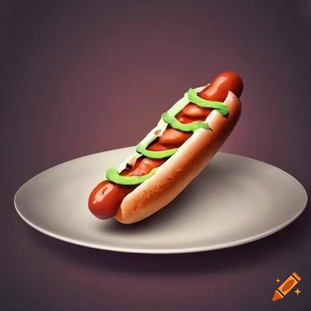 Delicious Hot Dog On A Plate On Craiyon