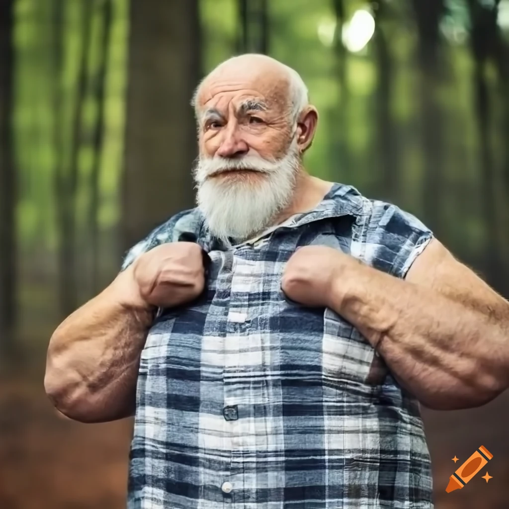 photo of a bearded old man in the forest