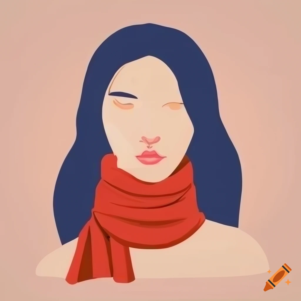 minimalistic vector of a woman with a scarf