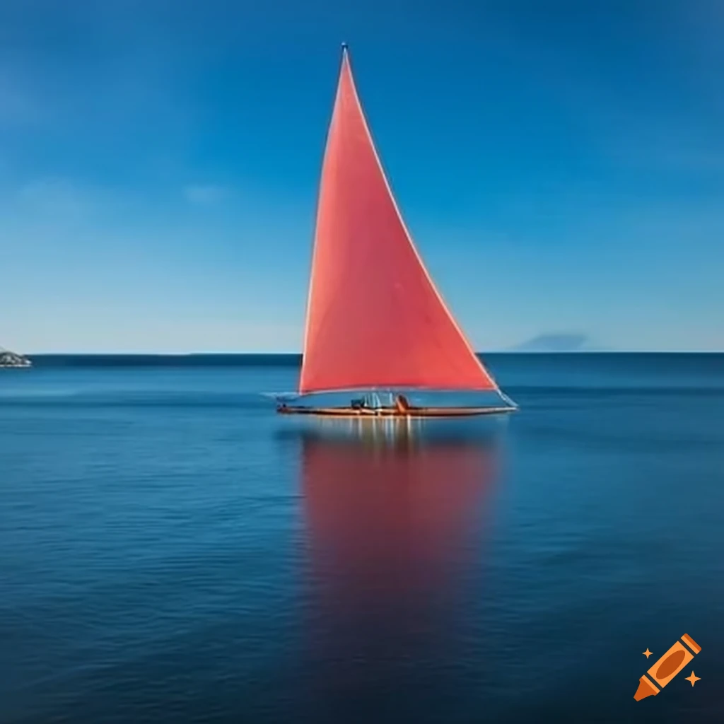 Röd segelbåt i en hamn