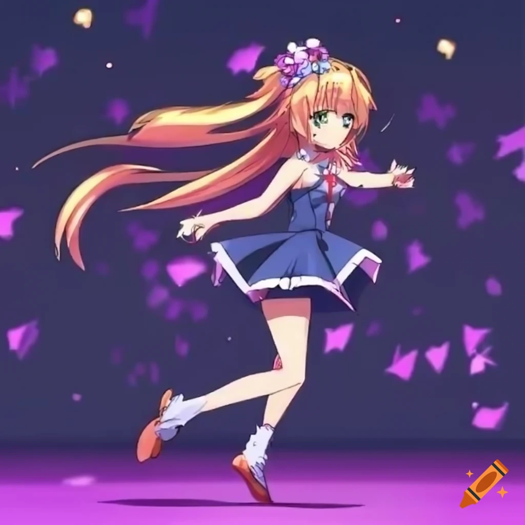 anime girl dancing on stage