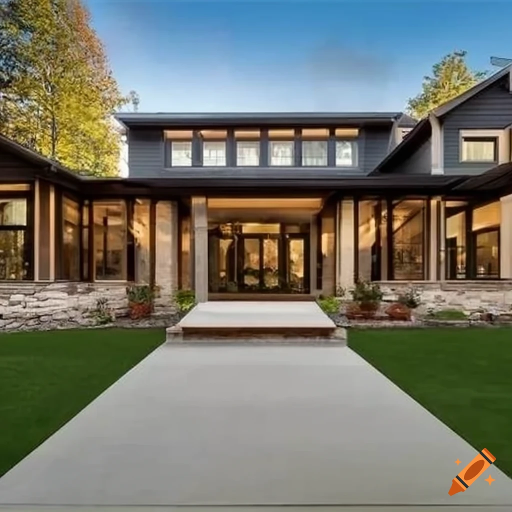 modern craftsman style mansion patio