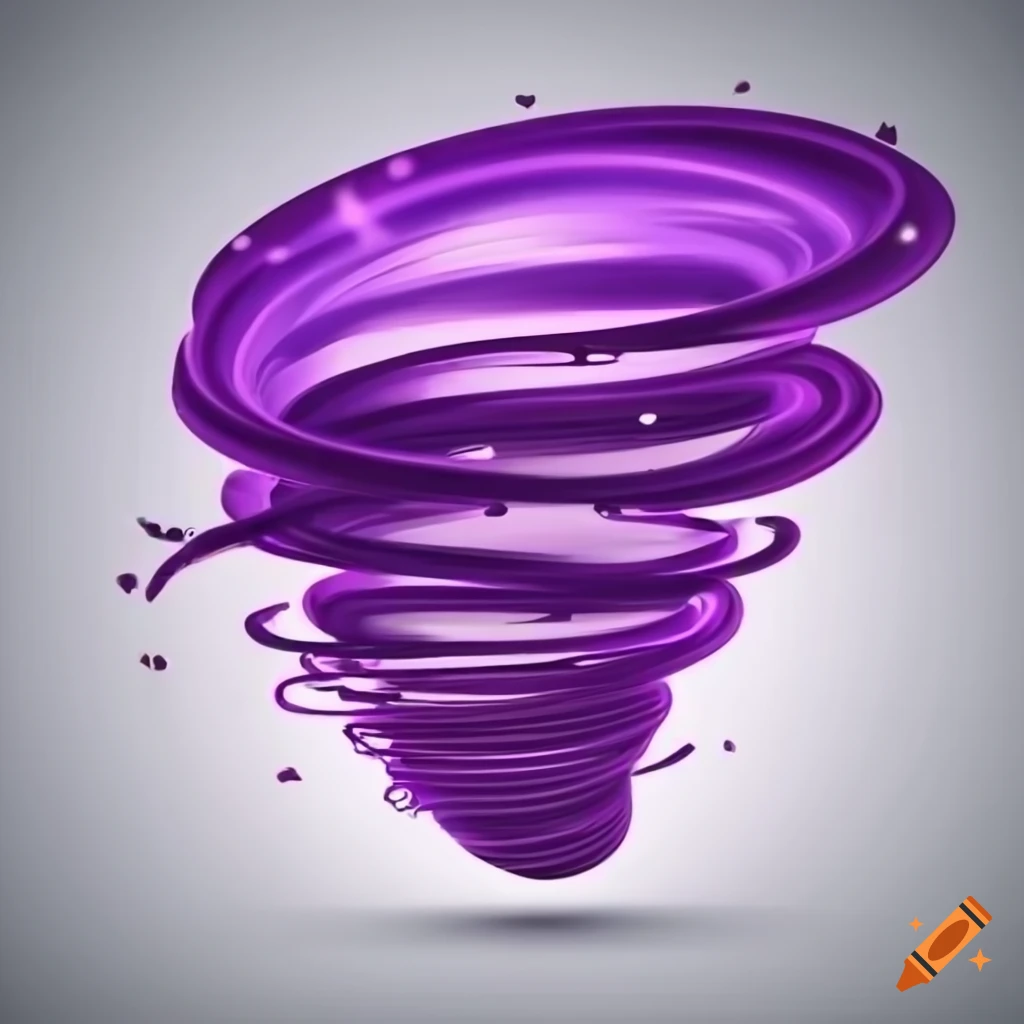 sparkling purple tornado on white background