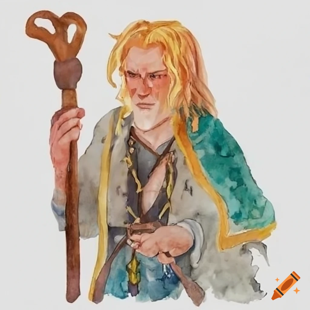 elf wizard with a wooden staff