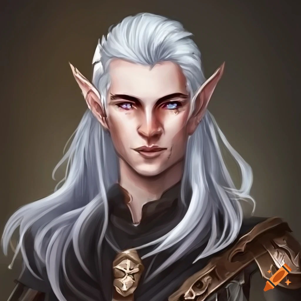 Character Art Of A White haired Male Half elf Warlock On Craiyon