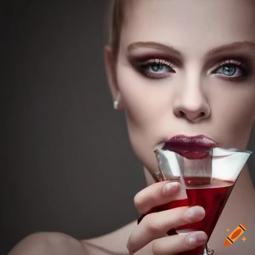 elegant vogue model with a cocktail