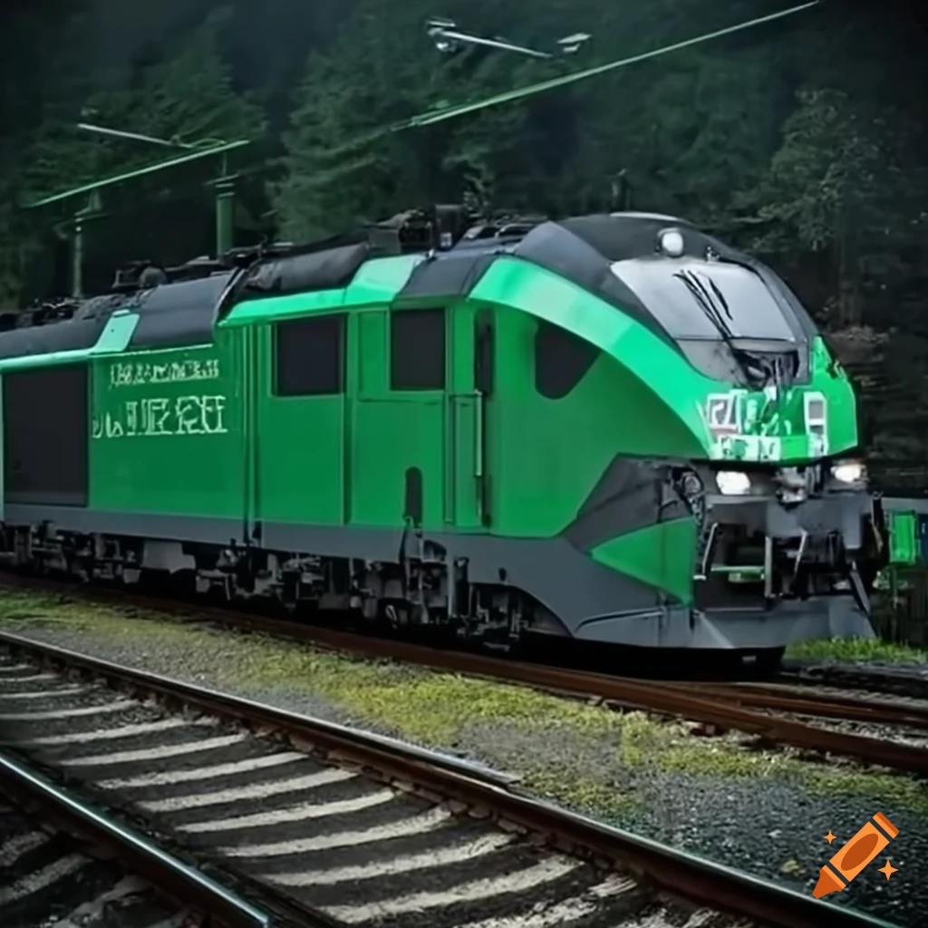 modern dark green locomotive similar to Siemens Vectron