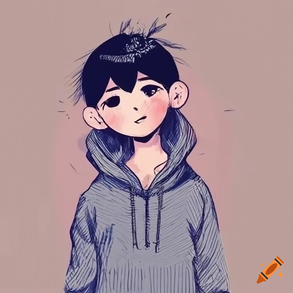 drawing-of-tired-sunny-from-omori-standing-in-front-of-his-front-door