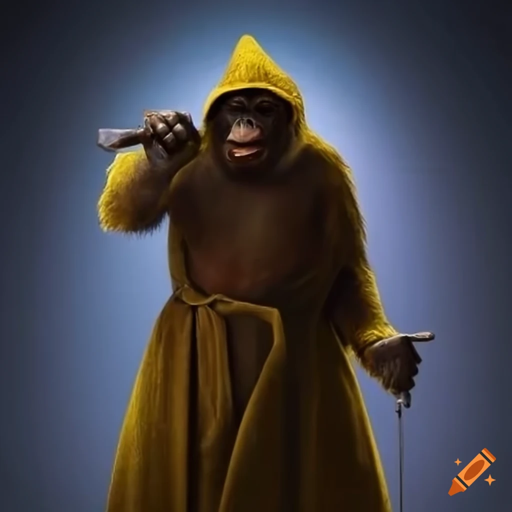 chimpanzee wizard holding a hammer