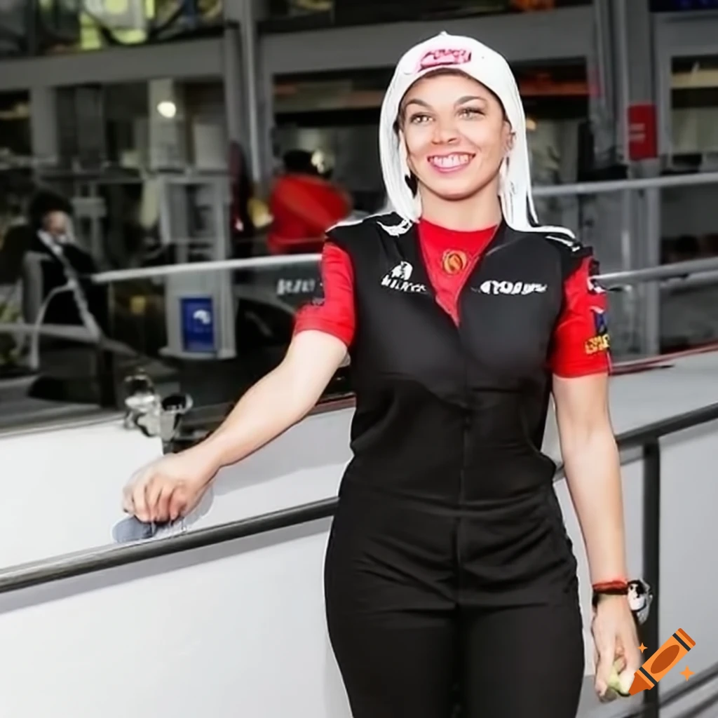 Smiling Woman Promoter In Formula One Attire On Craiyon 8122