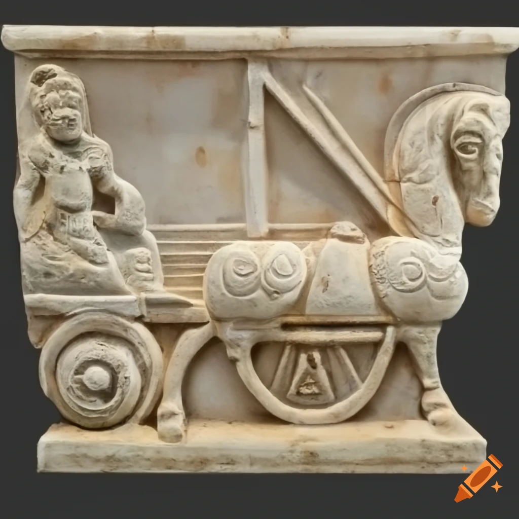 Greek stone relief of a carriage