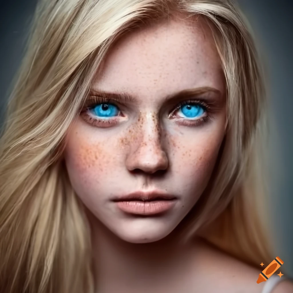 portrait of a woman with blonde hair and blue eyes
