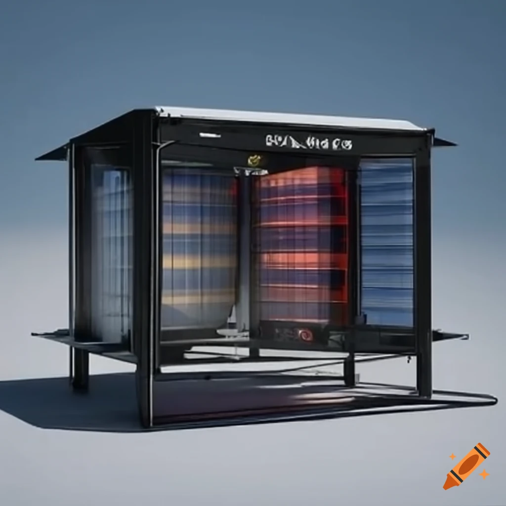 mobile station with solar panels and small wheels