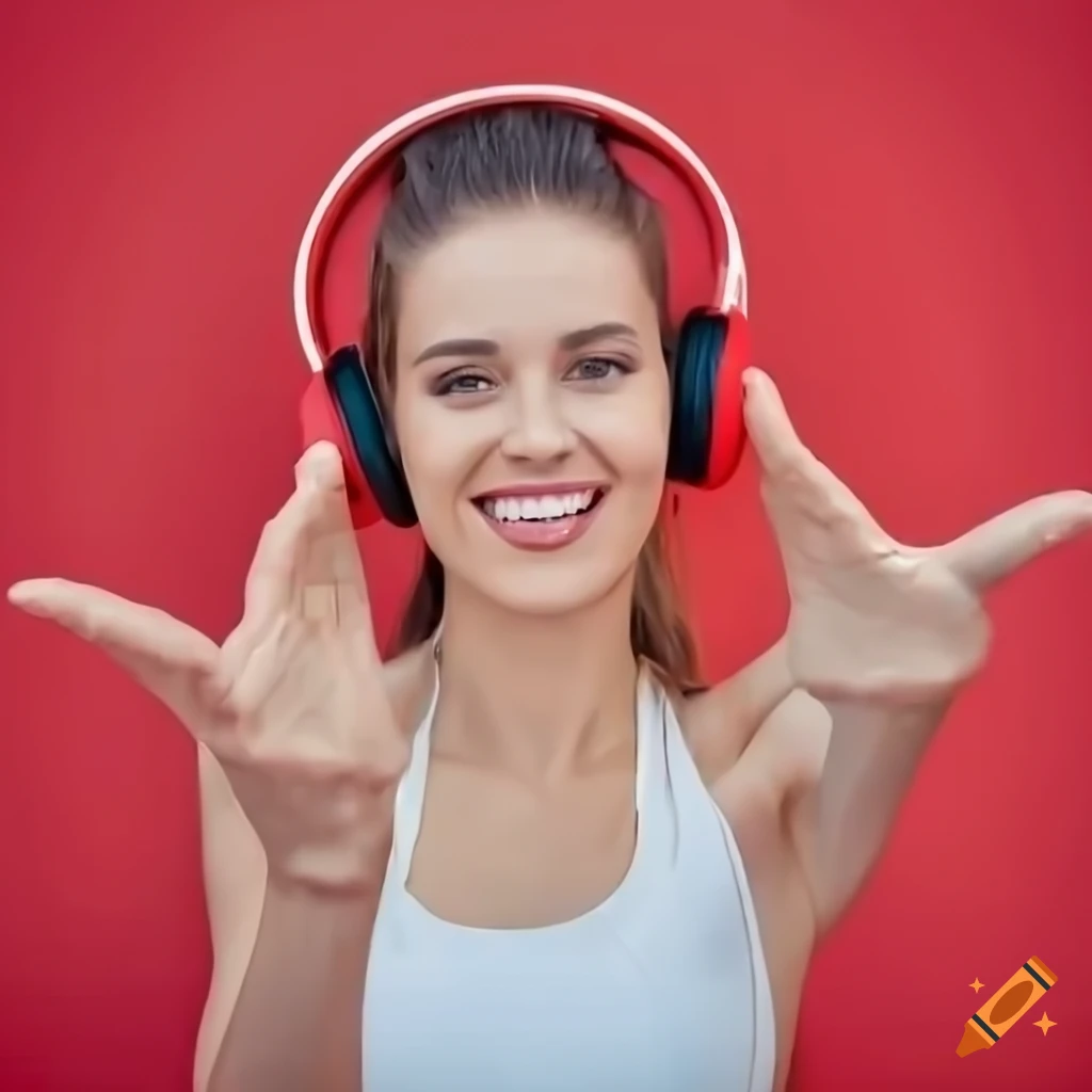  Girl with headphones and microphone on Craiyon