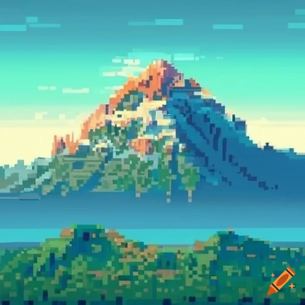 pixel art of mountains