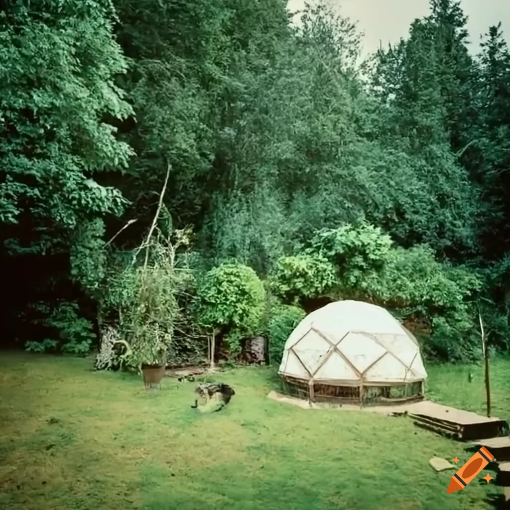 image of an eco village with vegetable garden and community spaces
